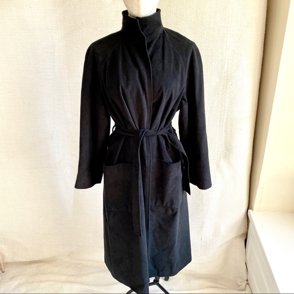 Vintage 70s Ultrasuede Wrap Belted Trench Coat - Picture 6 of 8